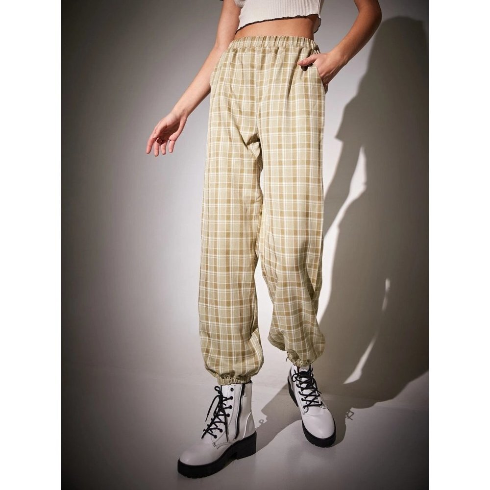 New Romwe Checkered‎ pants with hidden pocket Size Medium - Picture 6 of 7